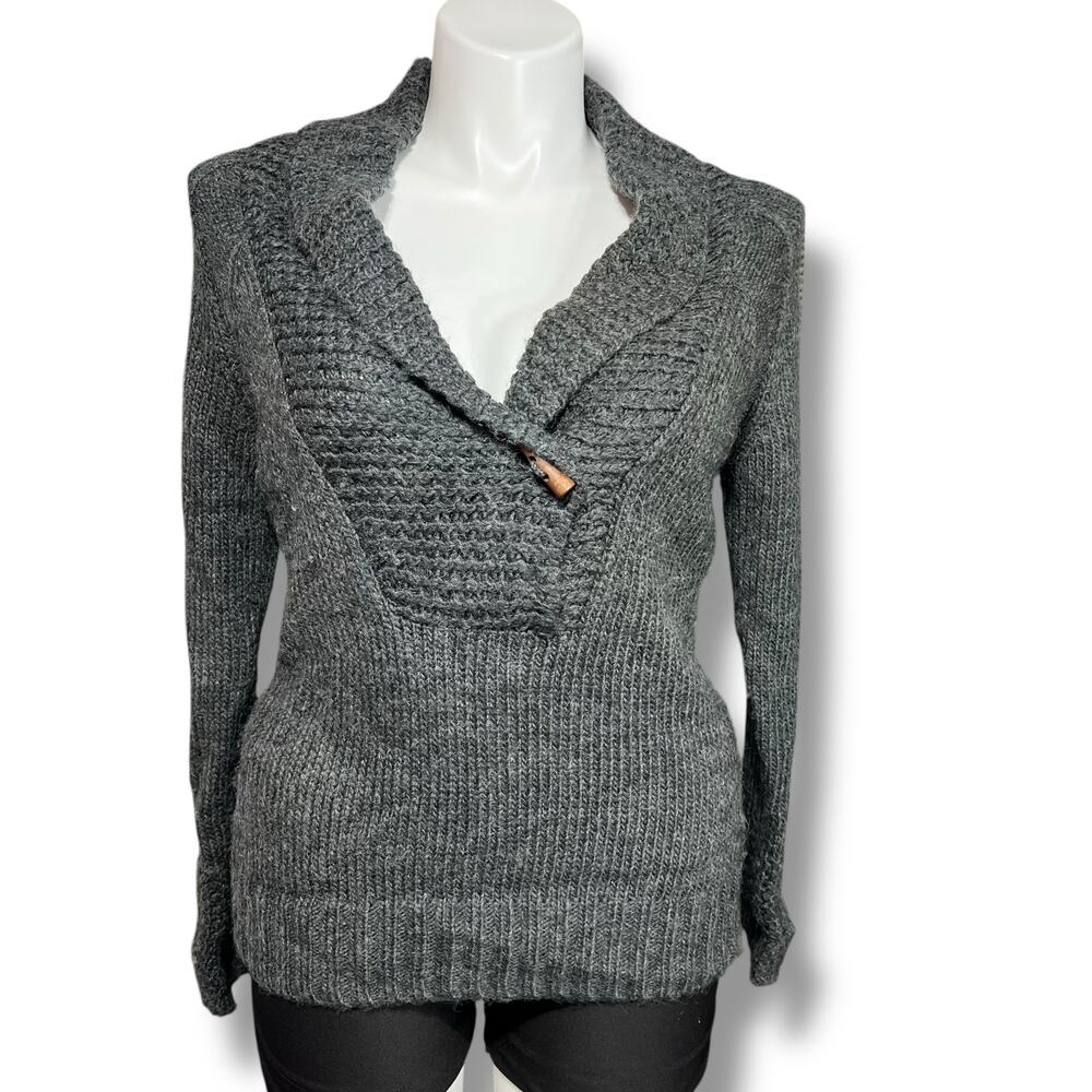 Guide Series Womens Wool Alpaca Blend Knit Sweater Pullover Comfy Gray Large